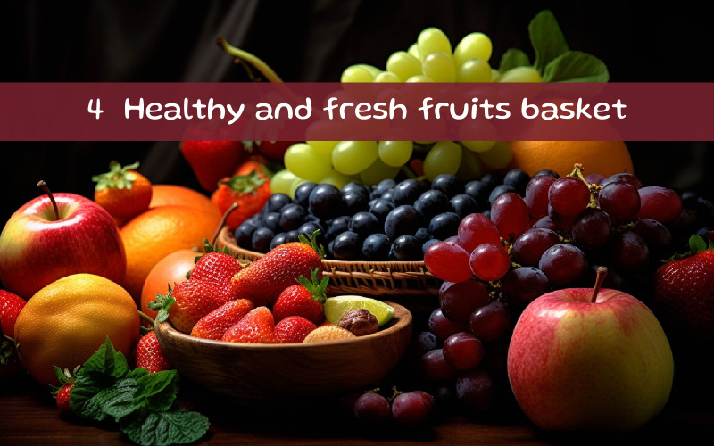 Healthy and fresh fruits basket Illustration