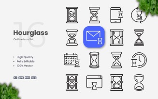 16 Hourglass Outline Icon Set