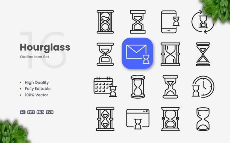 16 Hourglass Outline Icon Set