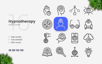 16 Hypnotherapy Outline Icon Set