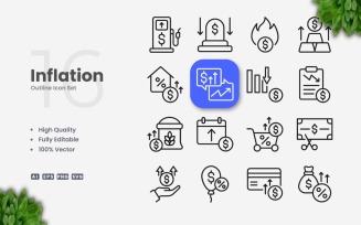 16 Inflation Outline Icon Set