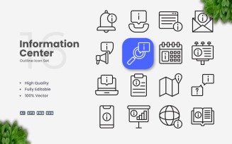 16 Information Center Outline Icon Set