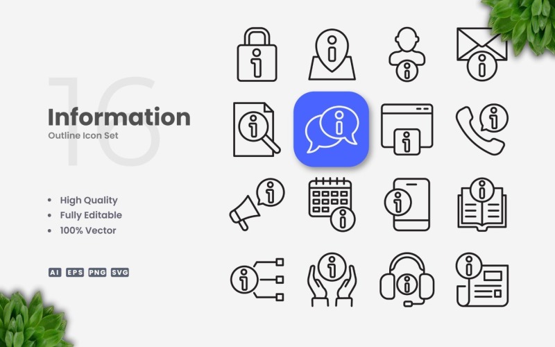 16 Information Outline Icon Set