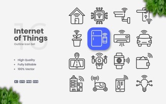 16 Internet of Things Outline Icon Set