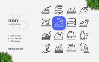 16 Iron Outline Icon Collection