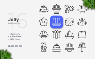 16 Jelly Outline Icon Set