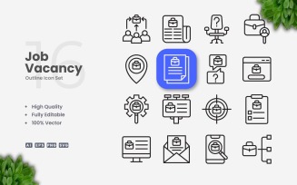 16 Job Vacancy Outline Icon Set