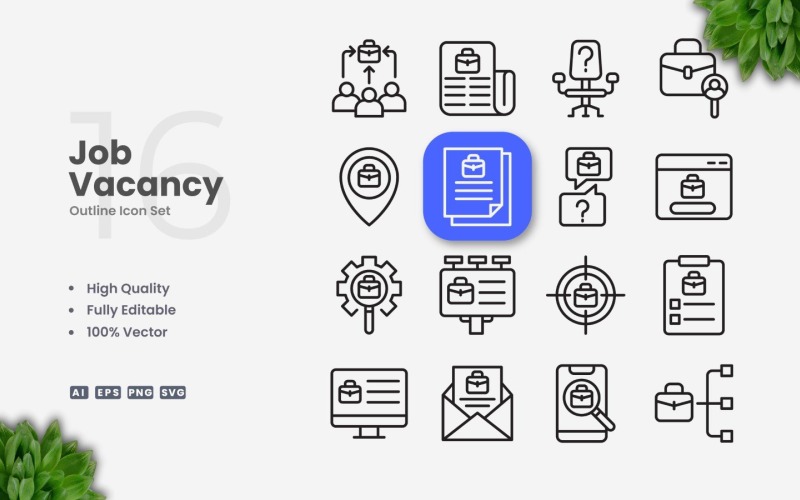 16 Job Vacancy Outline Icon Set