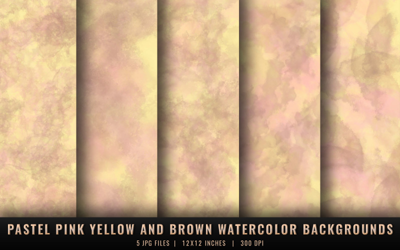Pastel Pink Yellow and Brown Watercolor Backgrounds