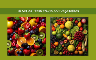 Set of fresh fruits and vegetables