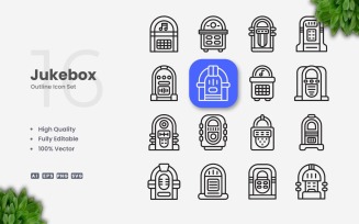 16 Jukebox Outline Icon Set