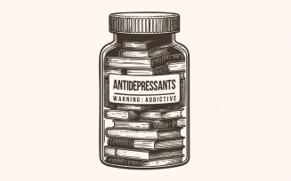 Antidepressant Book Lover PNG, Cute Bookish Sticker Design, Serotonin Mental Health PNG, Trendy