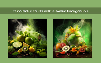 Colorful fruits with a smoke background