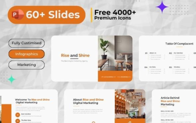 Rise - Digital Marketing Presentation Template PowerPoint Template