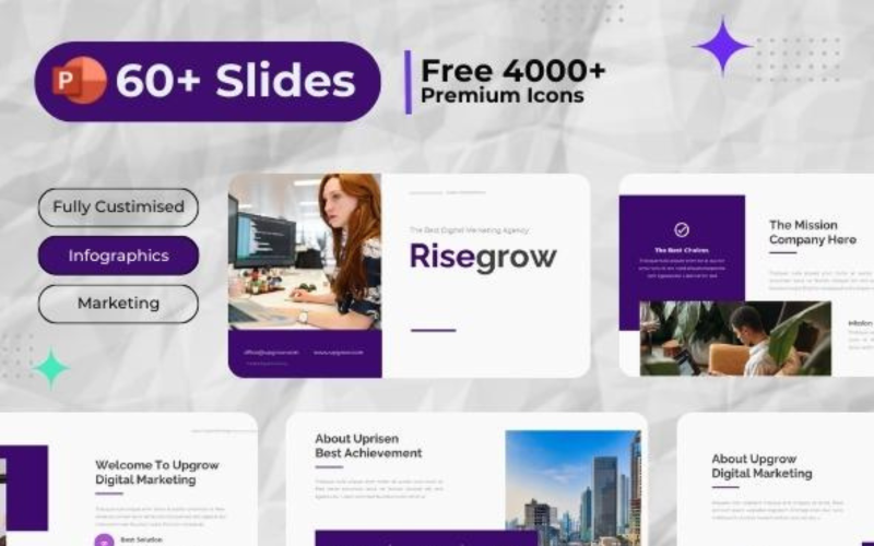 Rise Grow - Digital Marketing PowerPoint PowerPoint Template