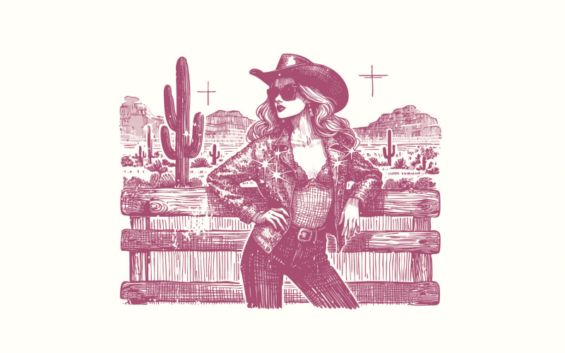 Sassy Cowgirl Western PNG, Retro Sublimation Download, Funny Western Graphics, Vintage Cowgirl Illustration
