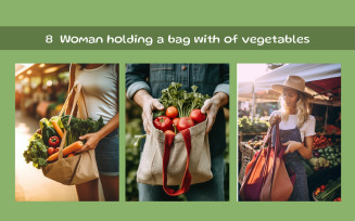 Woman holding a bag with of vegetables