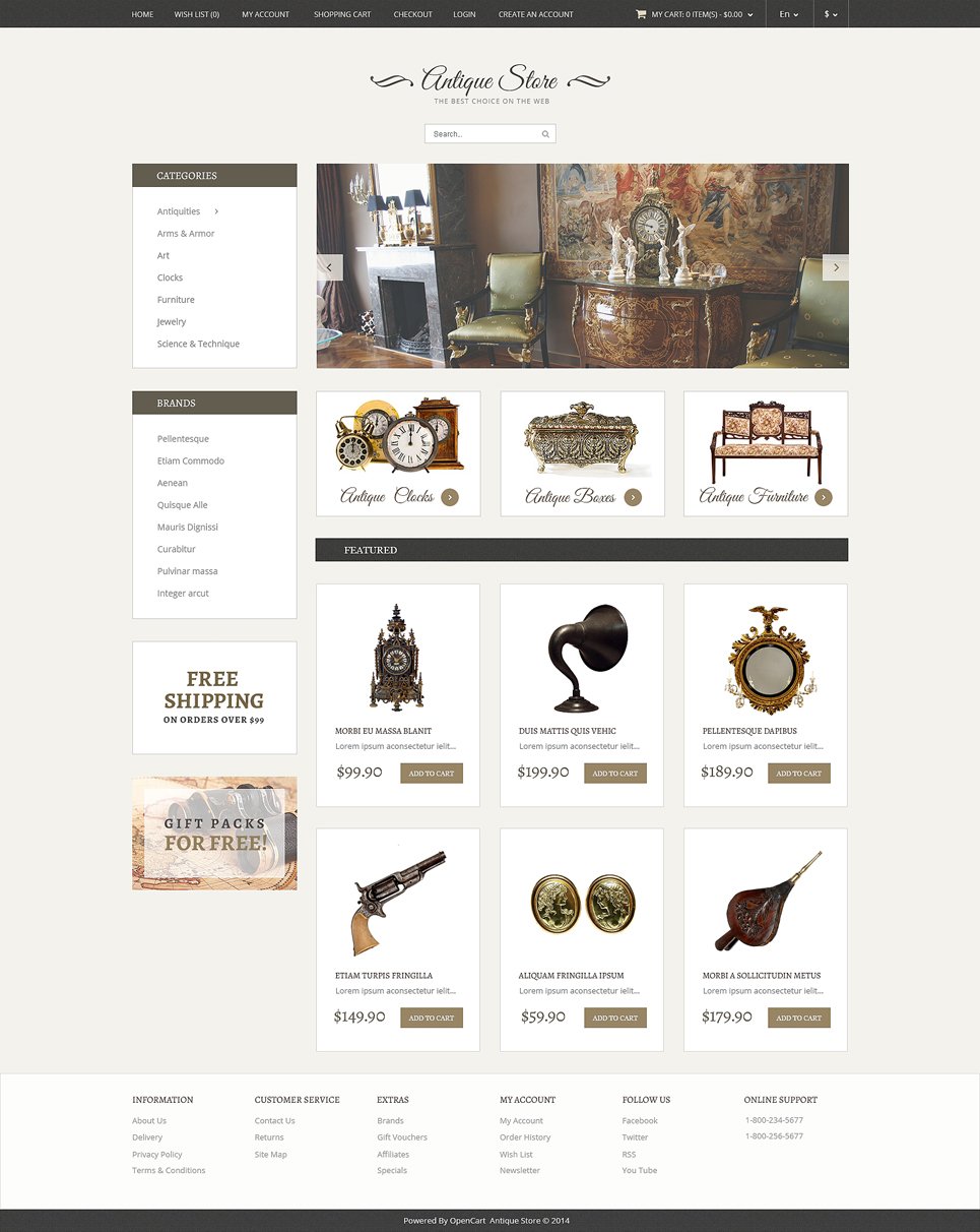 Antique store OpenCart Template New Screenshots BIG