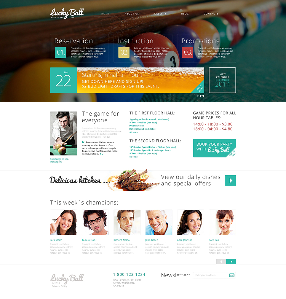 Billiards Drupal Template New Screenshots BIG