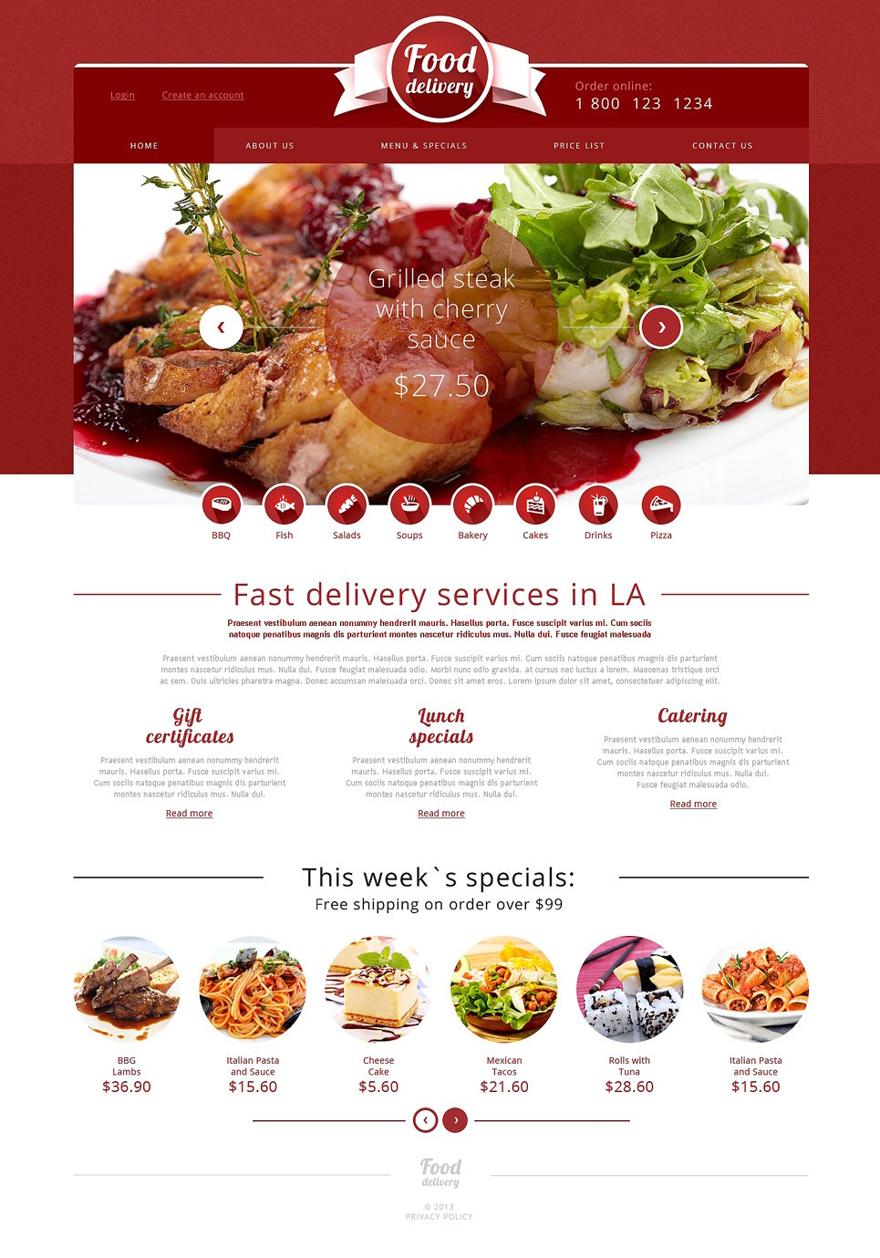 Catering Responsive Website Template 49565