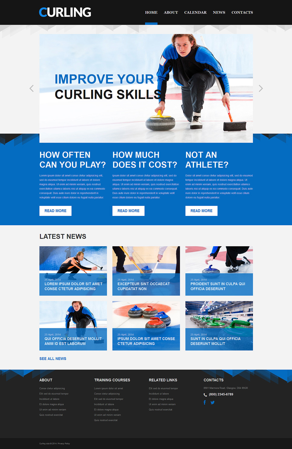 Curling Responsive Website Template New Screenshots BIG