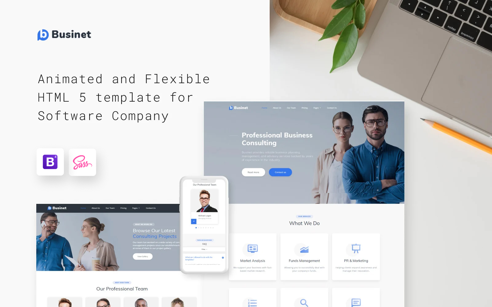 Modello Siti Web Responsive #49529 "Businet - Business Consulting Modern Multipage HTML5"