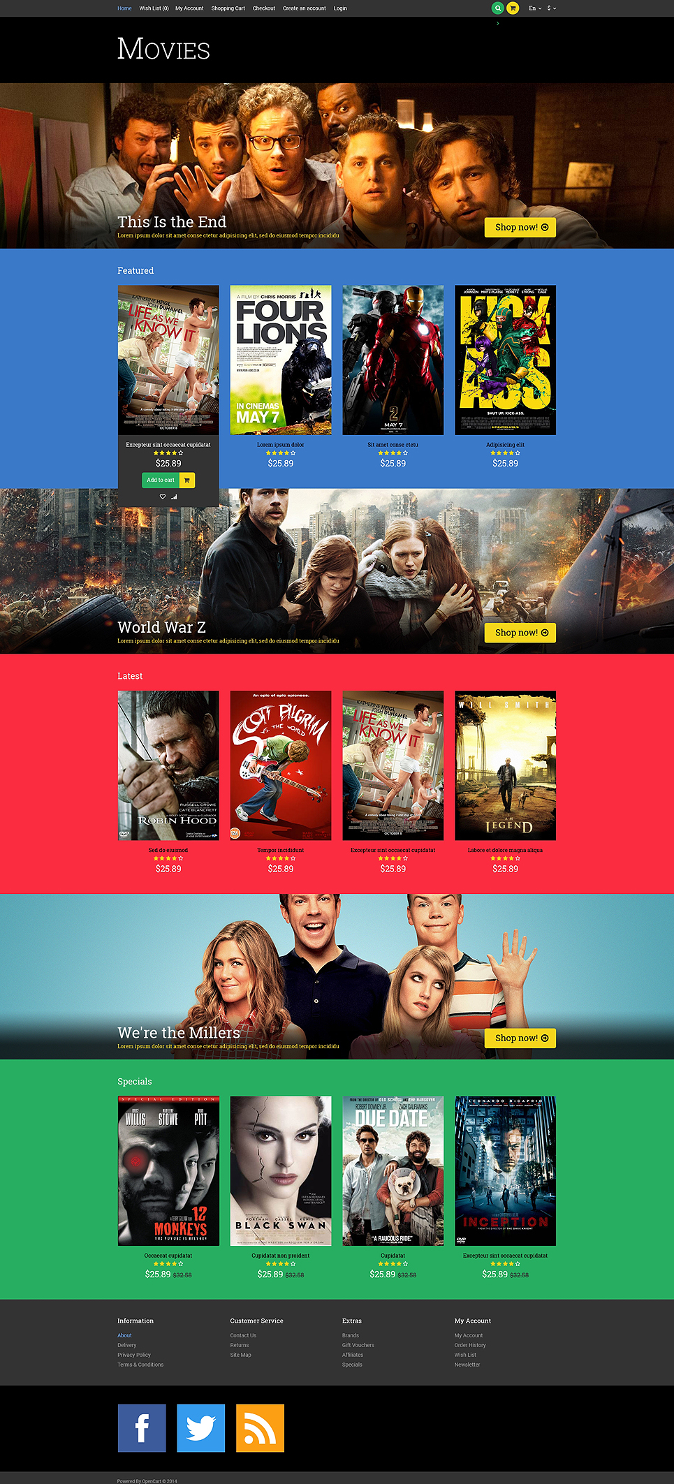 Movie Responsive OpenCart Template New Screenshots BIG
