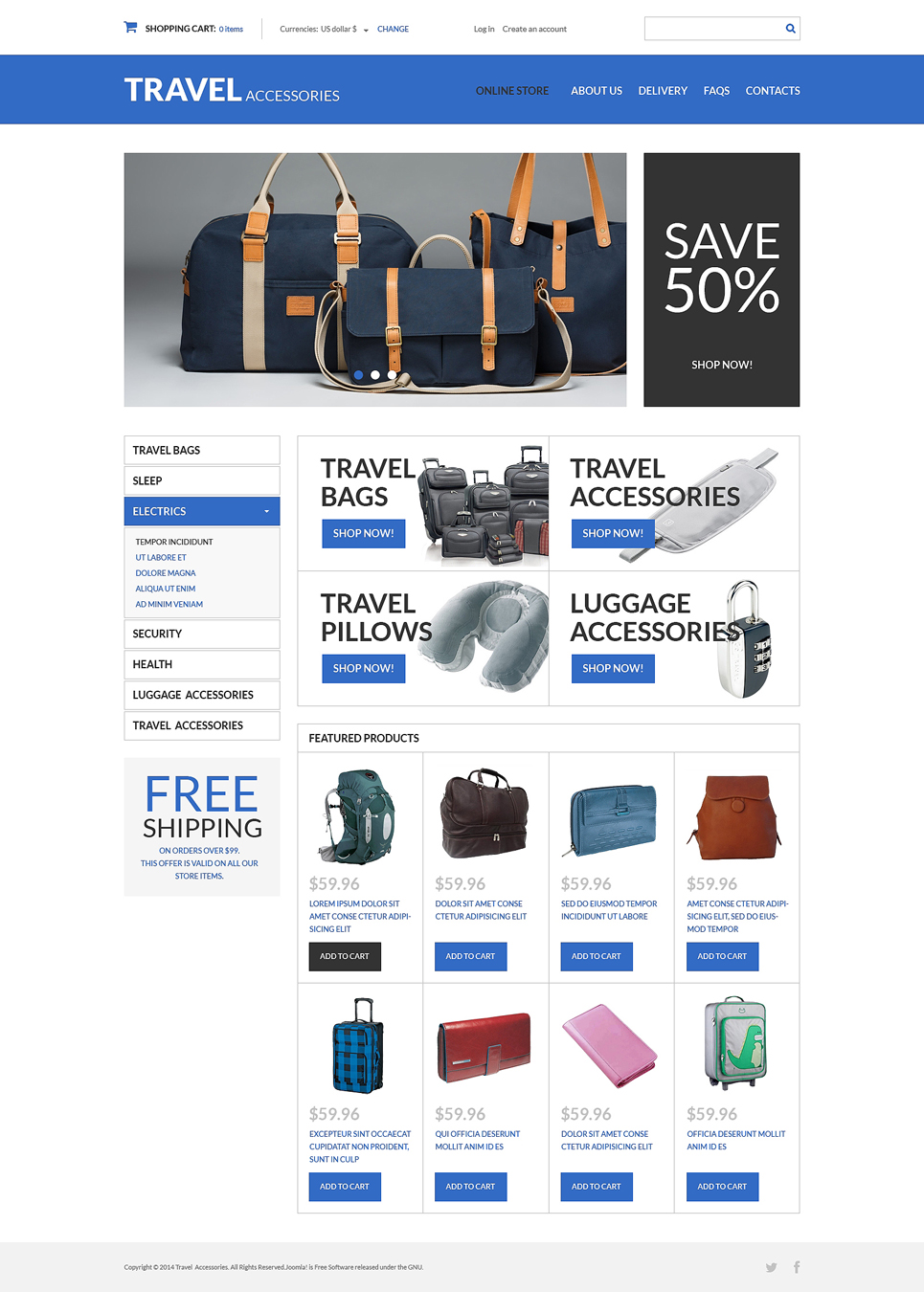 Travel Products VirtueMart Template New Screenshots BIG