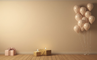 Balloons with gift box design background