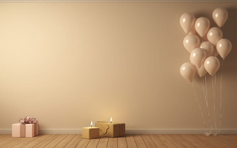 Balloons with gift box design background Background