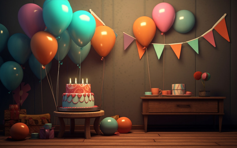 Birthday stage with cake, happy birthday place Background