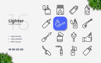 16 Lighter Outline Icon Set