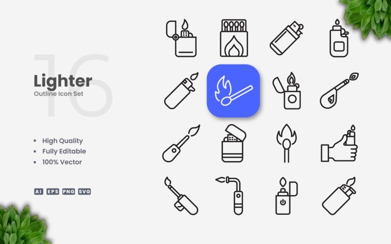 16 Lighter Outline Icon Set