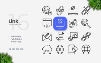 16 Link Outline Icon Collection