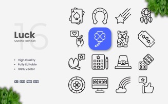 16 Luck Outline Icon Collection