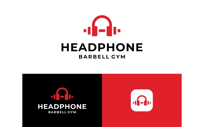 Headphone Barbell Gym Logo Logo Template