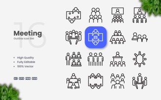 16 Meeting Outline Icon Set