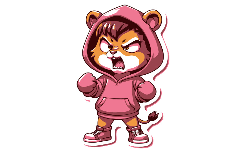 A sticker lion girl illustration Illustration