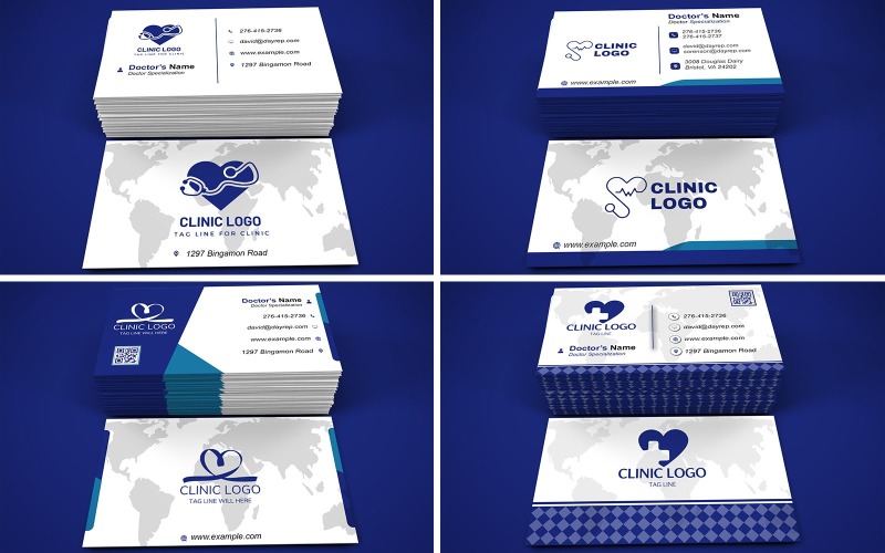 Bundle of 4 Business Card Templates For Clinic - Bundle 01 Corporate Identity