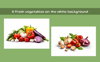 Fresh vegetables on the white background