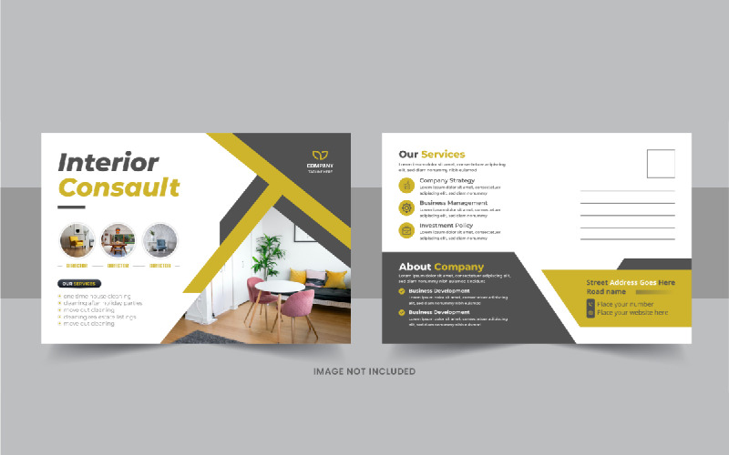 Modern interior design expert postcard or Interior business eddm postcard design template layout Corporate Identity