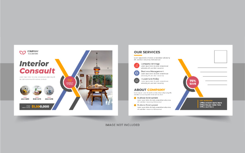 Modern interior design expert postcard or Interior business eddm postcard design Corporate Identity