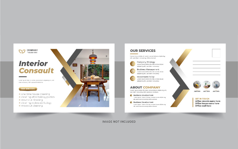 Modern interior design expert postcard or Interior business eddm postcard template design layout Corporate Identity