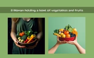 Woman holding a bowl of vegetables and fruits