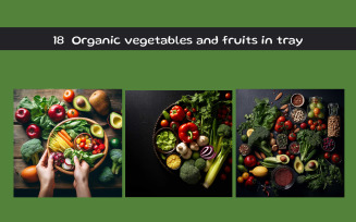 Organic vegetables and fruits in tray