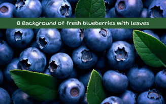 Background of fresh blueberries with leaves