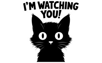 A silhouette of a cat with eyes wide open