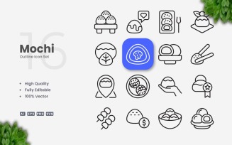 16 Mochi Outline Icon Set
