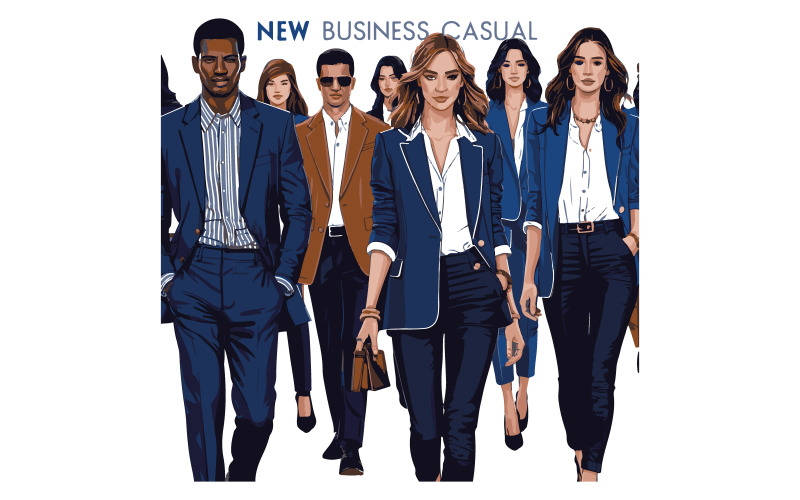 Models depicted in business casual clothing vector art Illustration