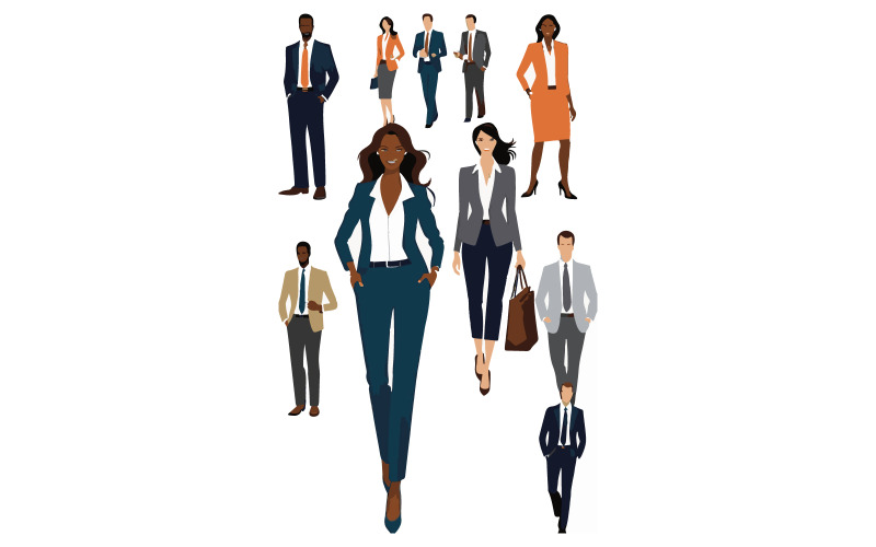 New models depicted in business casual clothing vector art Illustration